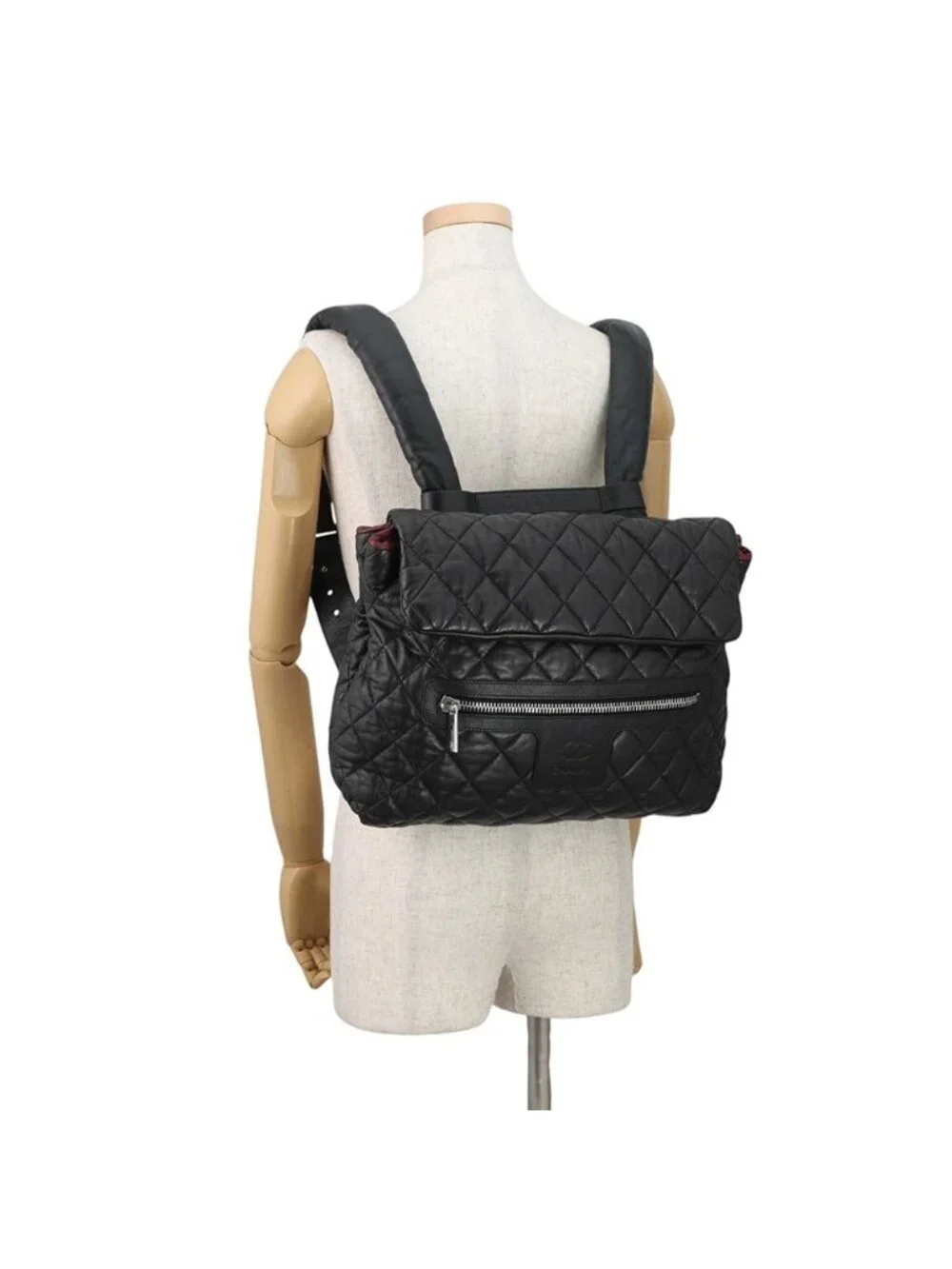 Chanel Backpack CC Logo Quilted Coco Leather Black - Picture 4 of 10